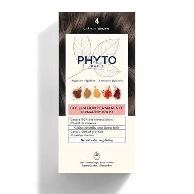 Phyto Permanent Hair Color with Botanical Pigments Brown 4  ammonia free 1 pack